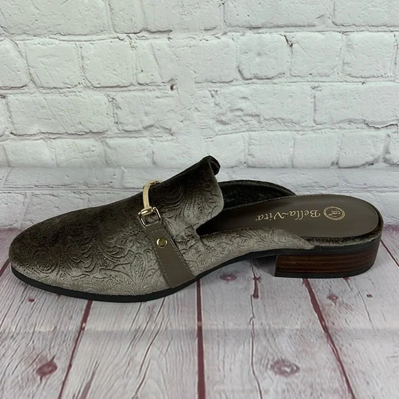 Bella Vita Babs II Loafer Mule Taupe Velvet Size 10 - Picture 4 of 7